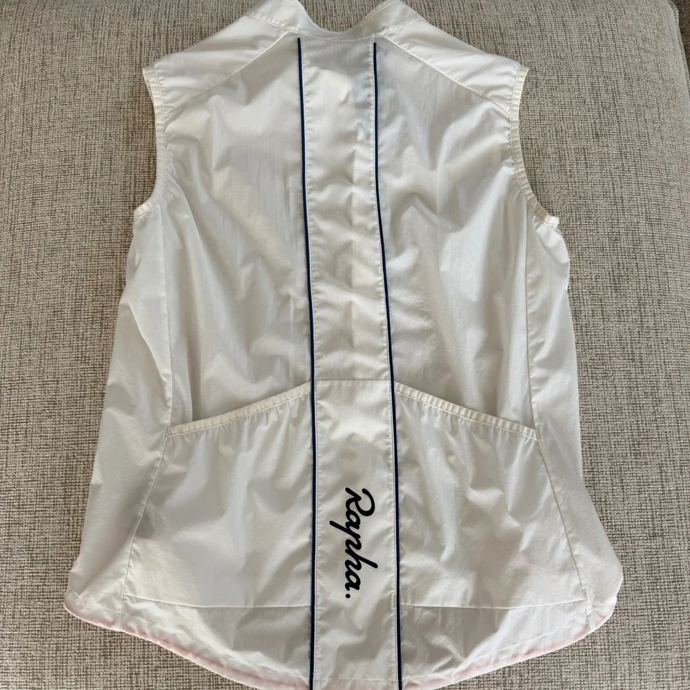Rapha Mens Cycling Gilet Vest White Distressed Full Zi Sz XXL